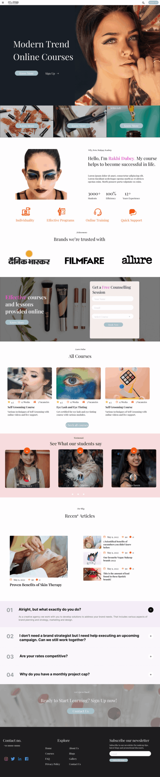 Portfolio of WordPress Website for the Modern Cosmetic World