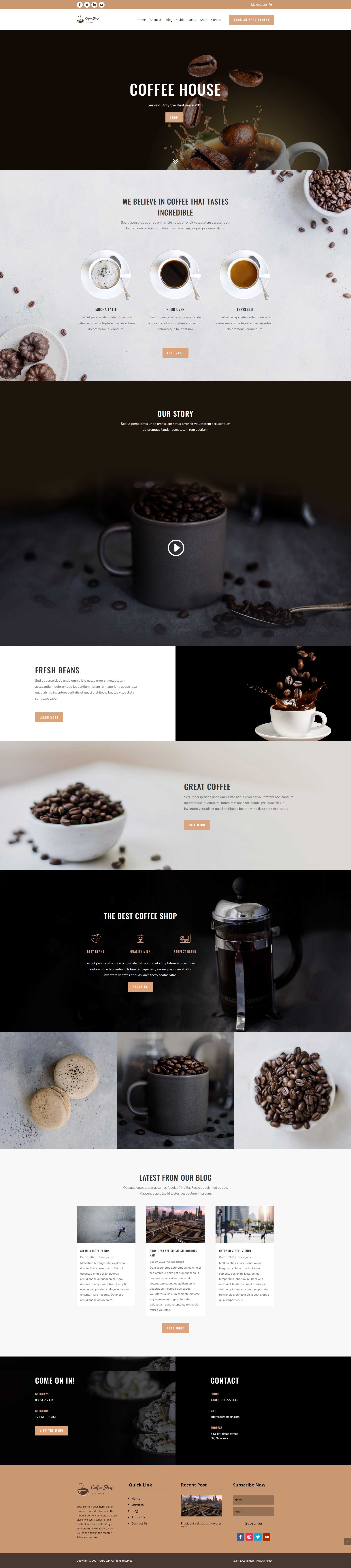 Wordpress Website for Elegant Coffee House