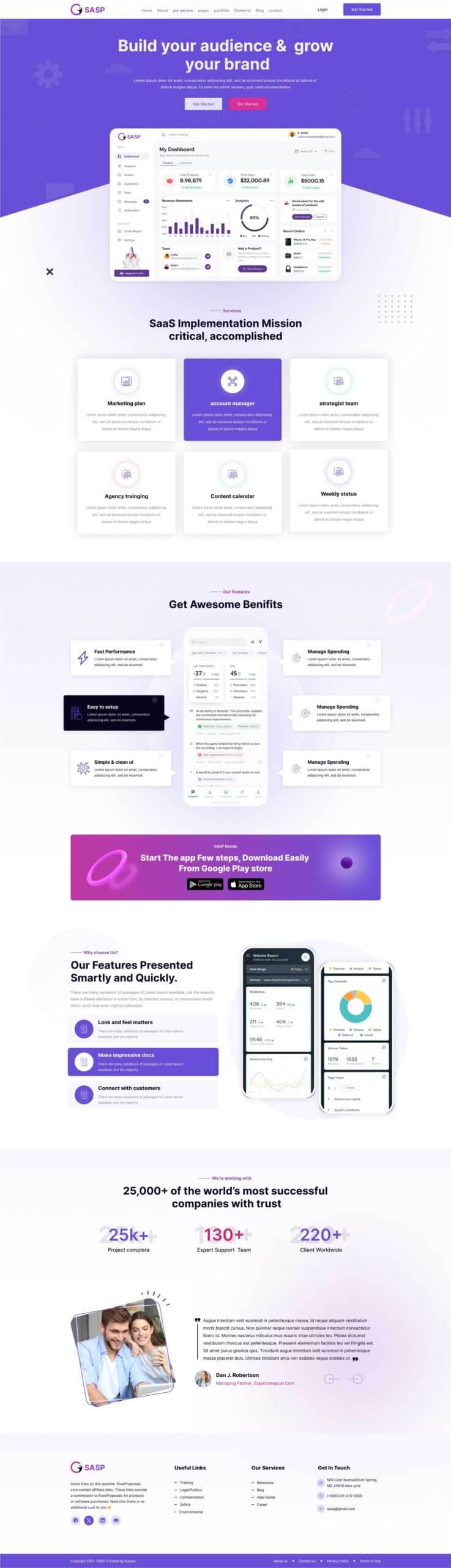 SASP SaaS Landing Page Design